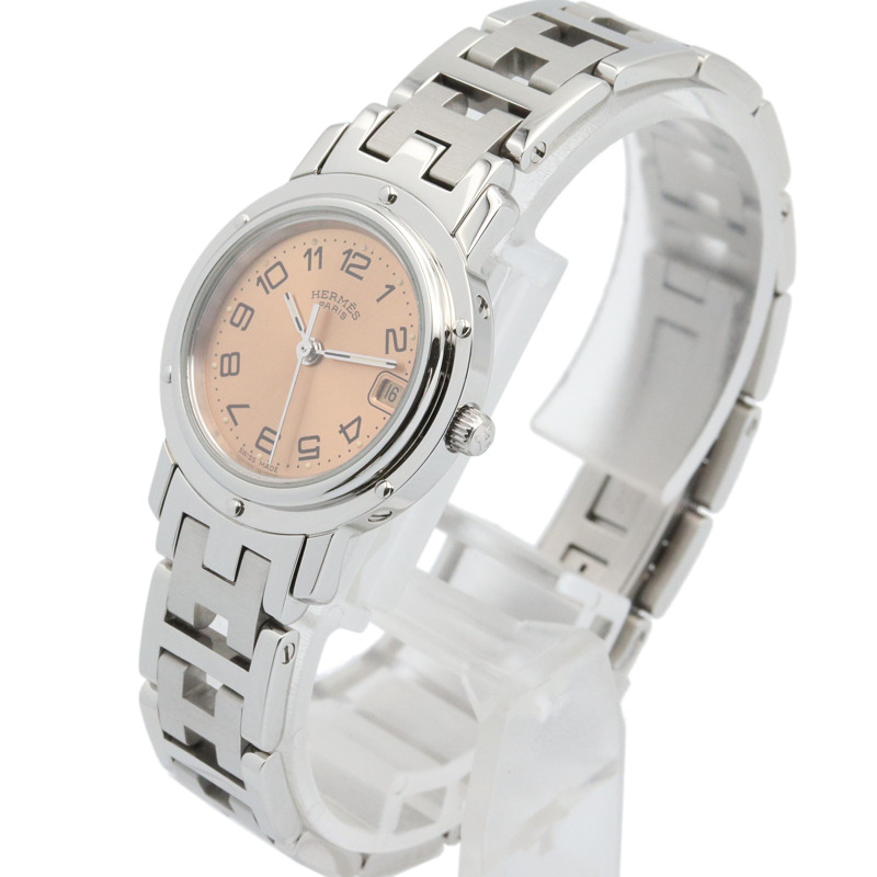 粉色錶盤 不鏽鋼 Clipper 腕錶【HERMES 愛馬仕】 CL4.210-1