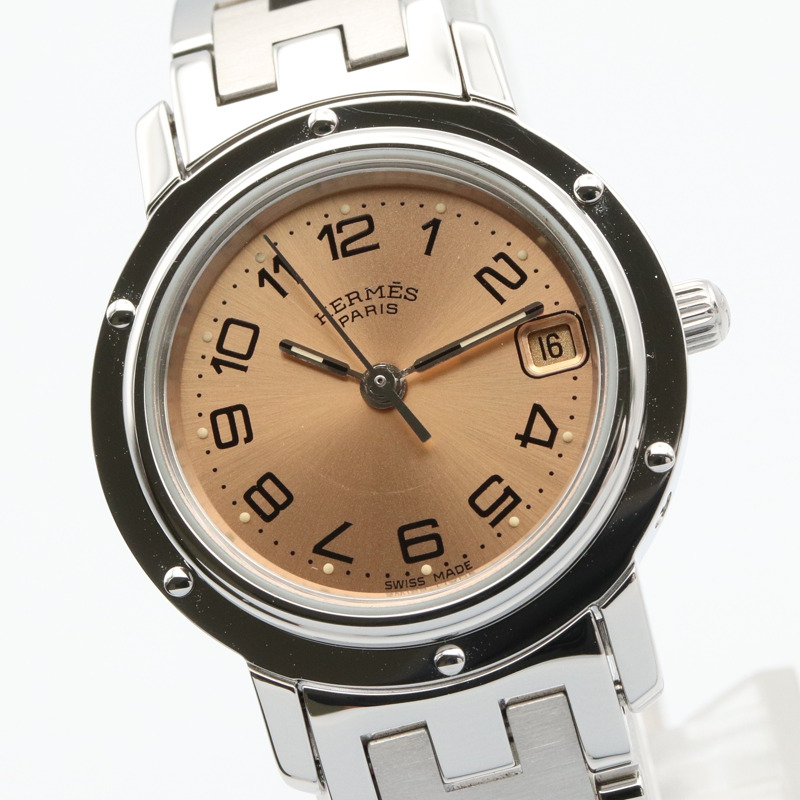 粉色錶盤 不鏽鋼 Clipper 腕錶【HERMES 愛馬仕】 CL4.210-2