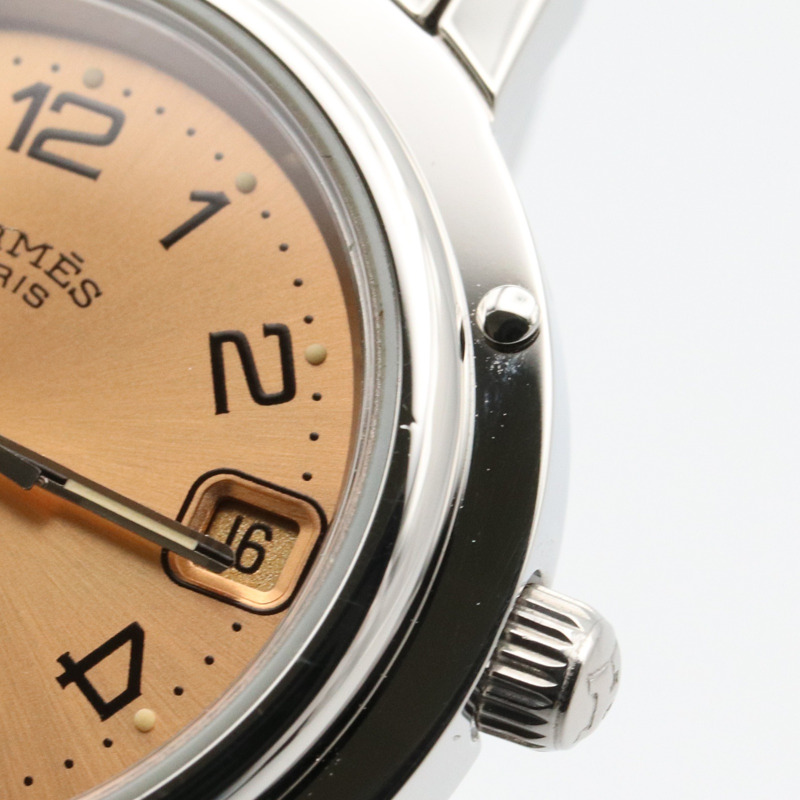 粉色錶盤 不鏽鋼 Clipper 腕錶【HERMES 愛馬仕】 CL4.210-9