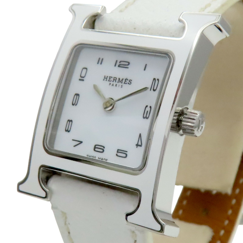 白色錶盤 皮帶 不鏽鋼 Heure H 腕錶【HERMES 愛馬仕】 HH1.220-2