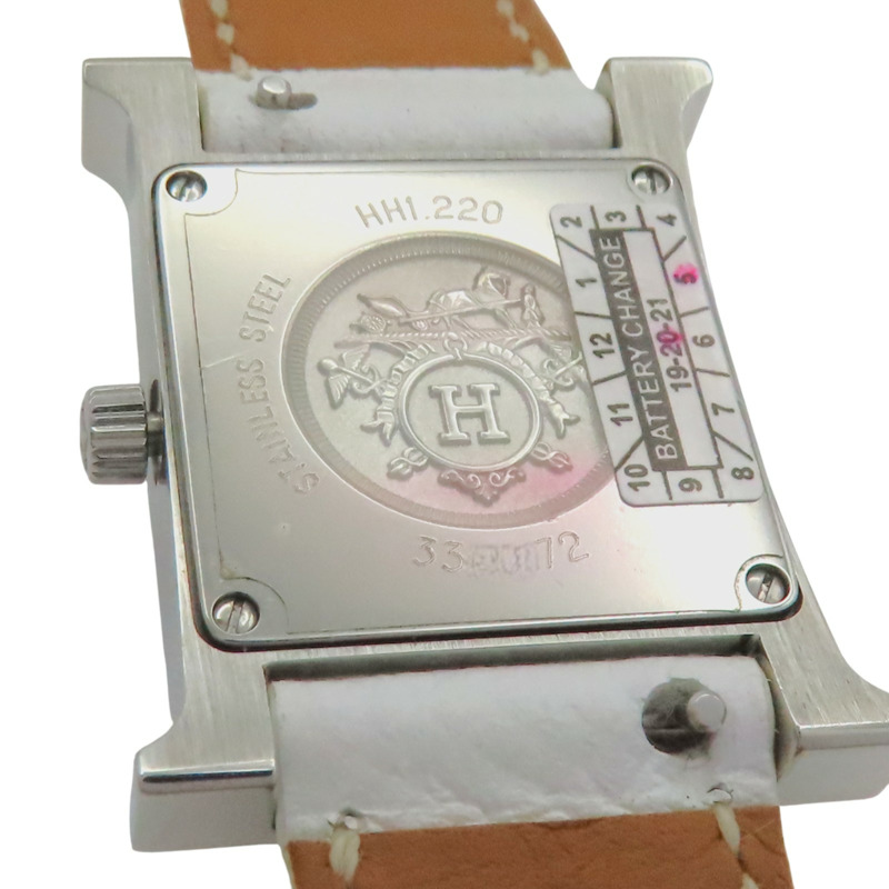 白色錶盤 皮帶 不鏽鋼 Heure H 腕錶【HERMES 愛馬仕】 HH1.220-7