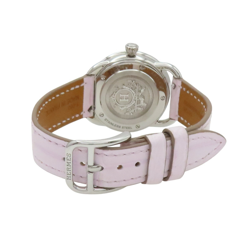 白色錶盤 皮帶 不鏽鋼 鑽框 Arceau 腕錶【HERMES 愛馬仕】 AR13.430-4