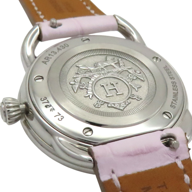 白色錶盤 皮帶 不鏽鋼 鑽框 Arceau 腕錶【HERMES 愛馬仕】 AR13.430-7