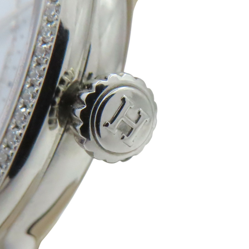 白色錶盤 皮帶 不鏽鋼 鑽框 Arceau 腕錶【HERMES 愛馬仕】 AR13.430-8