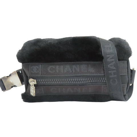 黑色絨毛 腰包【CHANEL 香奈兒】
