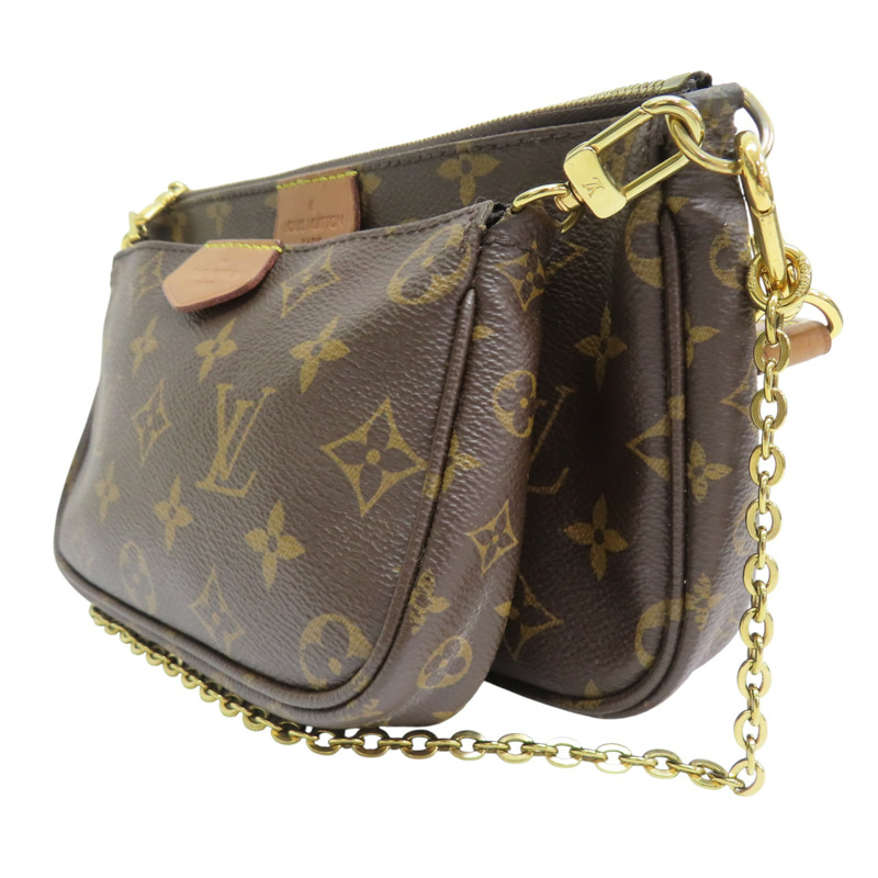 棕色 原花帆布 粉色背帶 Multi Pochette Accessoires 肩背包 (有異味)【LOUIS VUITTON LV 路易威登】 M44840-2