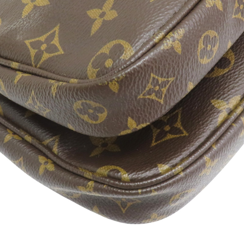 棕色 原花帆布 粉色背帶 Multi Pochette Accessoires 肩背包 (有異味)【LOUIS VUITTON LV 路易威登】 M44840-10