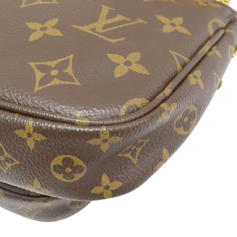棕色 原花帆布 粉色背帶 Multi Pochette Accessoires 肩背包 (有異味)【LOUIS VUITTON LV 路易威登】 M44840-13