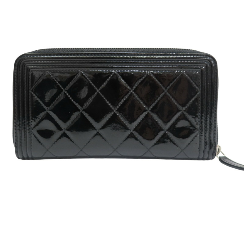 黑色漆皮 Boy 拉鍊長夾 A68912【CHANEL 香奈兒】 A68912-1