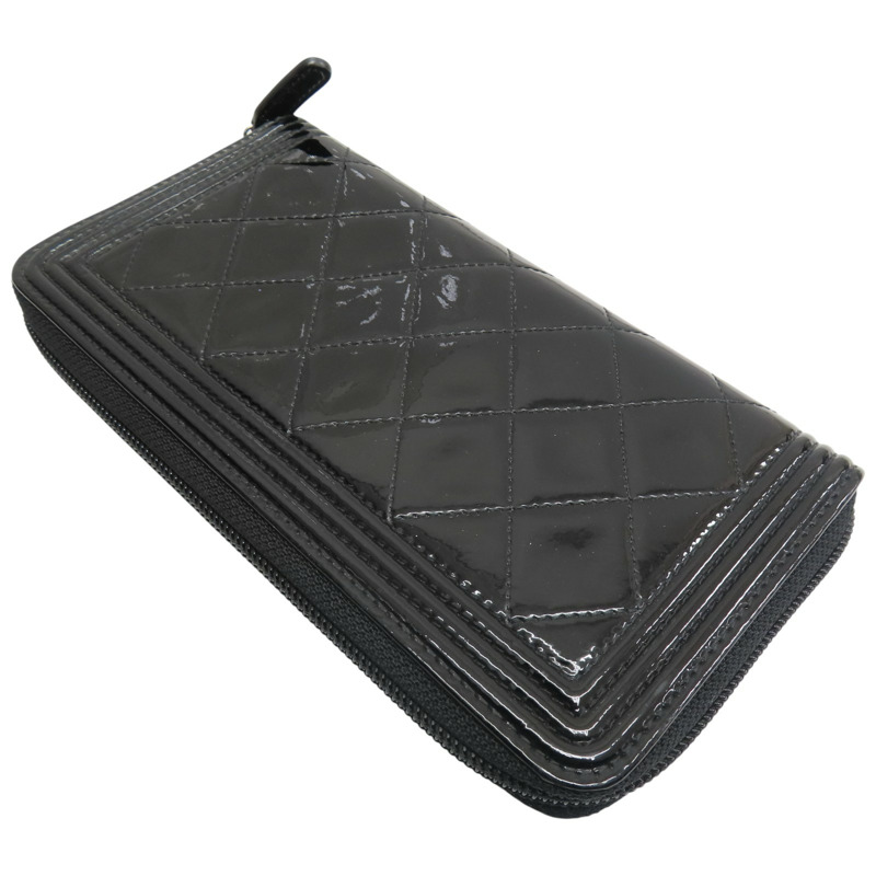 黑色漆皮 Boy 拉鍊長夾 A68912【CHANEL 香奈兒】 A68912-3