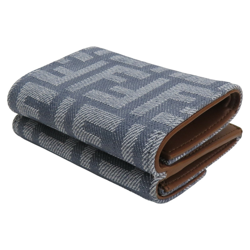 灰色 提花帆布 金扣 三折短夾 8M0395【FENDI 芬迪】 8M0395-3