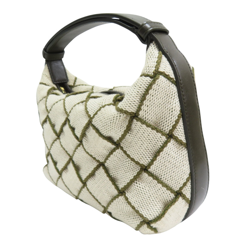 米色帆布 綠線 Wallace 手提包【BOTTEGA VENETA BV 寶緹嘉】-2