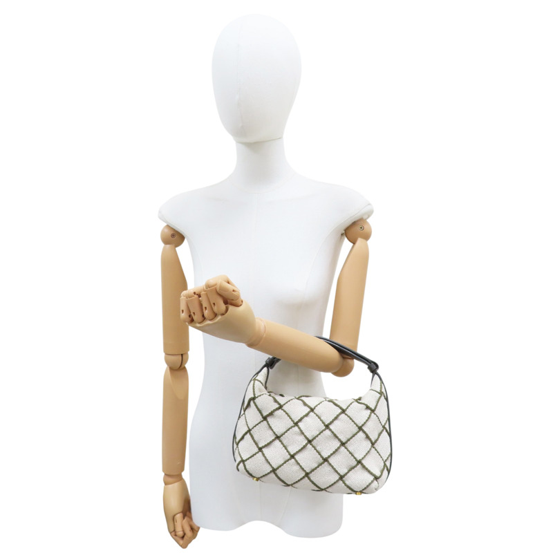 米色帆布 綠線 Wallace 手提包【BOTTEGA VENETA BV 寶緹嘉】-8