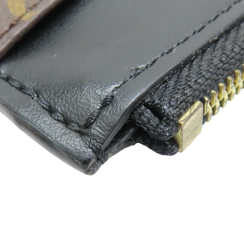 黑/棕色 原花帆布 拉鍊薄長夾 M80348【LOUIS VUITTON LV 路易威登】 M80348-10
