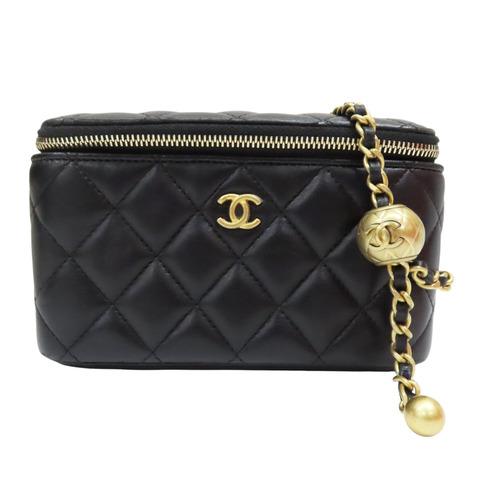 黑色 羊皮 菱格紋 肩背包 金釦 (無卡)【CHANEL 香奈兒】