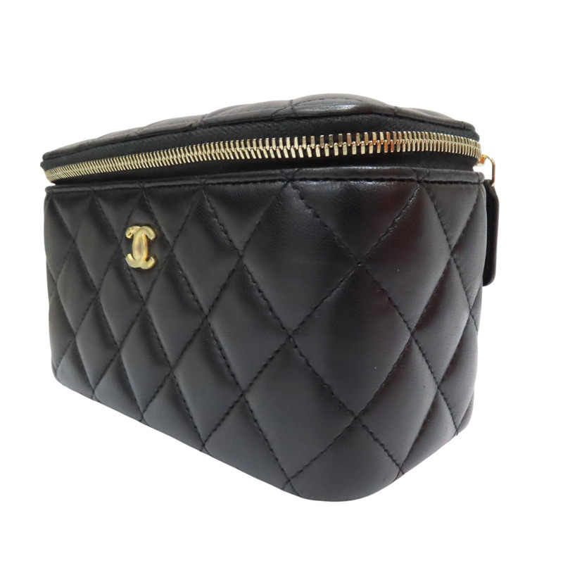 黑色 羊皮 菱格紋 肩背包 金釦 (無卡)【CHANEL 香奈兒】-2