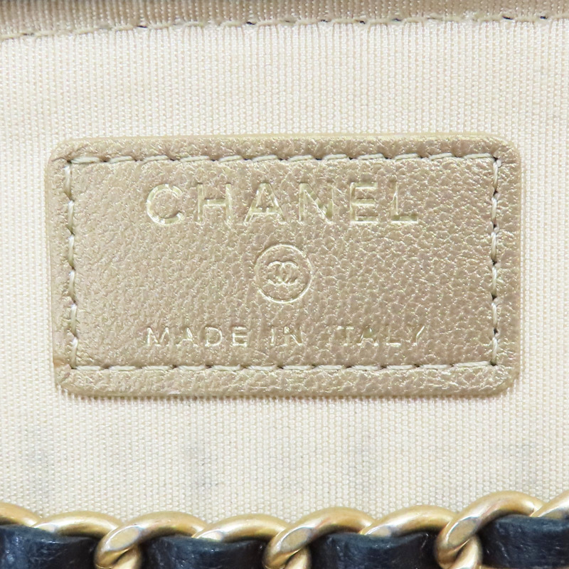 黑色 羊皮 菱格紋 肩背包 金釦 (無卡)【CHANEL 香奈兒】-5