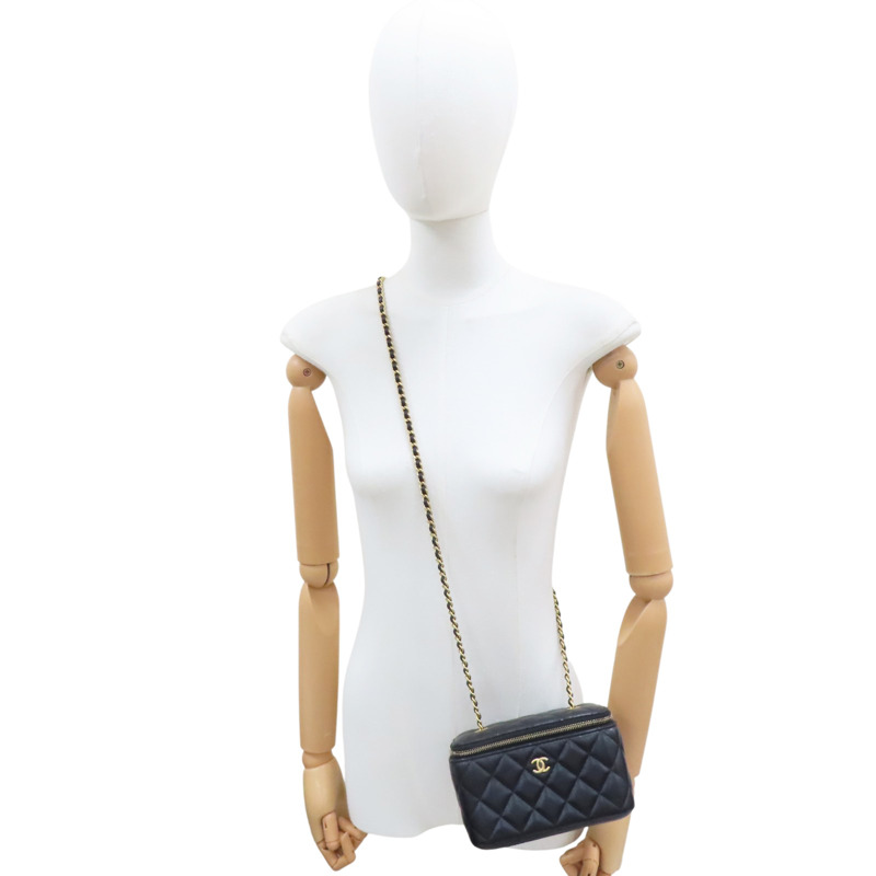 黑色 羊皮 菱格紋 肩背包 金釦 (無卡)【CHANEL 香奈兒】-7