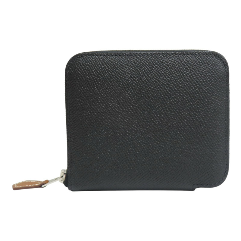 黑色 Epsom牛皮 Silk in Compact 絲巾短夾 W刻【HERMES 愛馬仕】-1