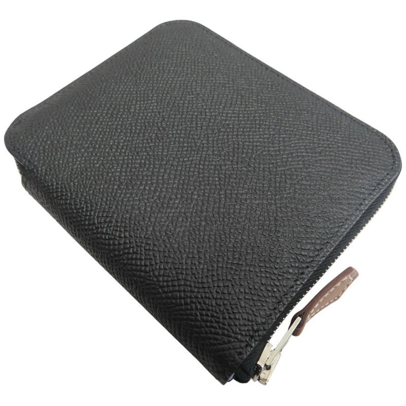 黑色 Epsom牛皮 Silk in Compact 絲巾短夾 W刻【HERMES 愛馬仕】-3