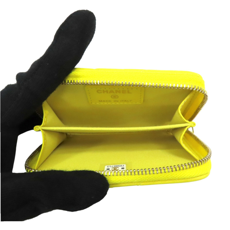 黃色 菱格紋 羊皮 19 card holder 卡夾 零錢包【CHANEL 香奈兒】-4