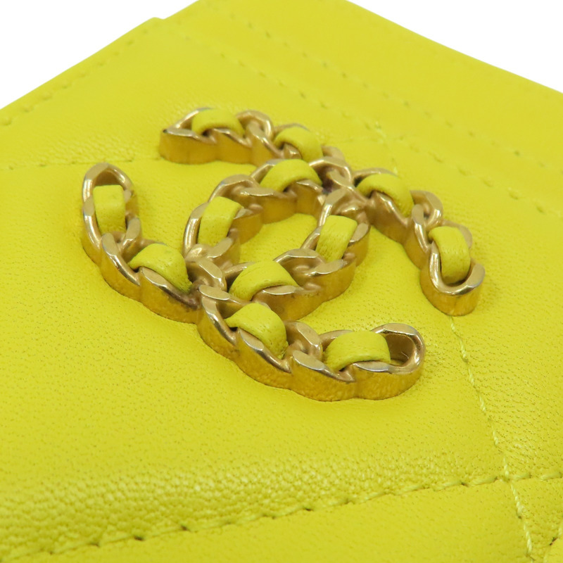 黃色 菱格紋 羊皮 19 card holder 卡夾 零錢包【CHANEL 香奈兒】-8