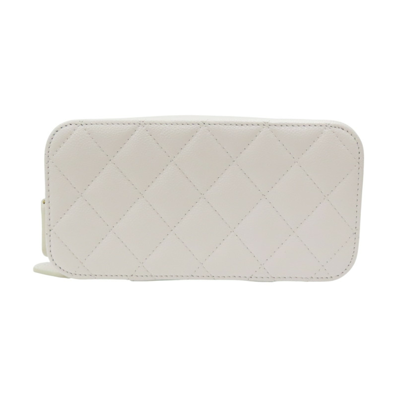 白色 菱格紋 荔枝牛皮 鍊帶 化妝箱 肩背包【CHANEL 香奈兒】 AP4688-3