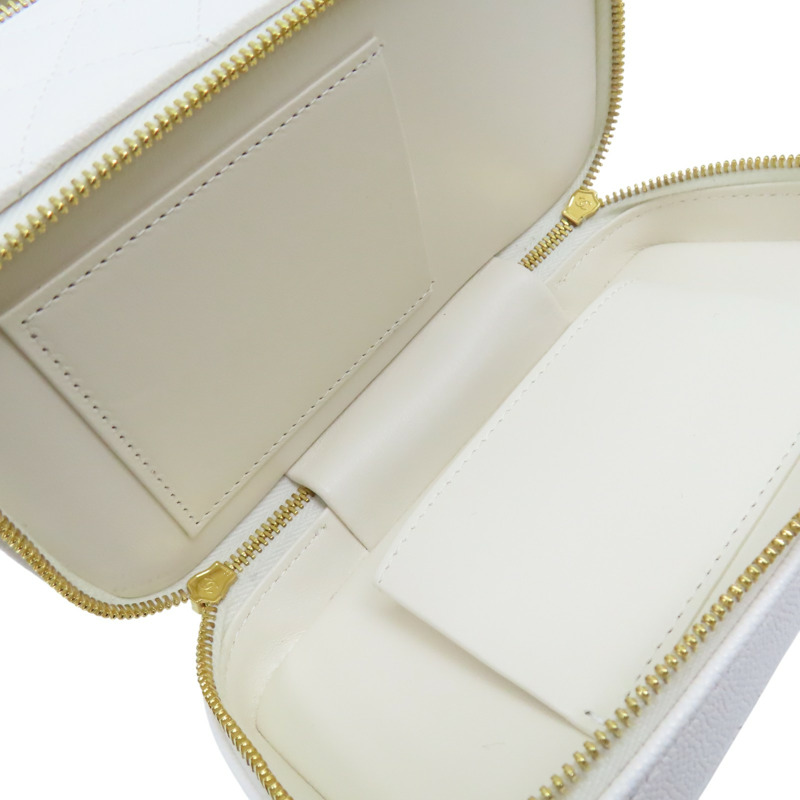 白色 菱格紋 荔枝牛皮 鍊帶 化妝箱 肩背包【CHANEL 香奈兒】 AP4688-5