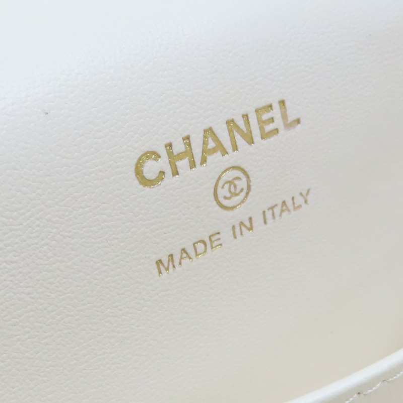 白色 菱格紋 荔枝牛皮 鍊帶 化妝箱 肩背包【CHANEL 香奈兒】 AP4688-8