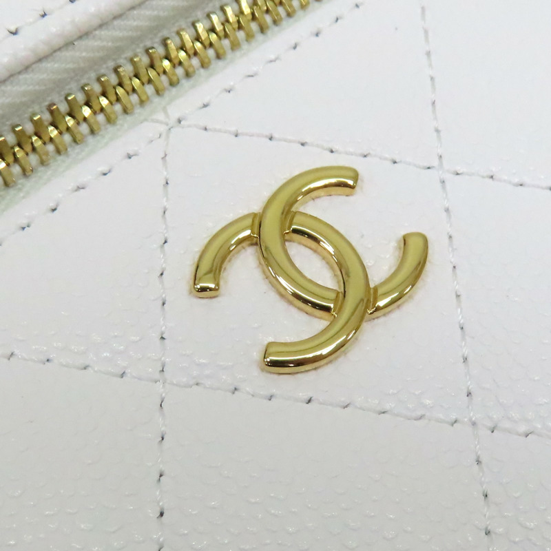 白色 菱格紋 荔枝牛皮 鍊帶 化妝箱 肩背包【CHANEL 香奈兒】 AP4688-11