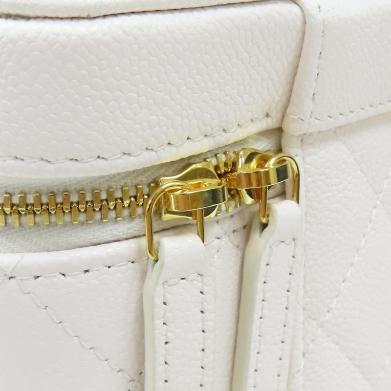 白色 菱格紋 荔枝牛皮 鍊帶 化妝箱 肩背包【CHANEL 香奈兒】 AP4688-12