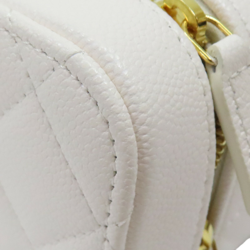 白色 菱格紋 荔枝牛皮 鍊帶 化妝箱 肩背包【CHANEL 香奈兒】 AP4688-15