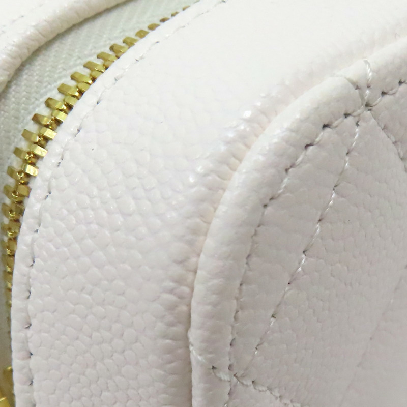 白色 菱格紋 荔枝牛皮 鍊帶 化妝箱 肩背包【CHANEL 香奈兒】 AP4688-18