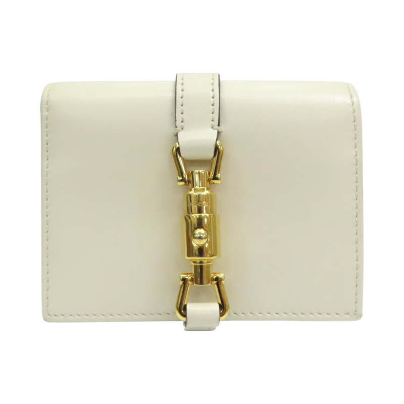 白色牛皮 Jackie 兩折短夾 645586【GUCCI 古馳】 645536-0