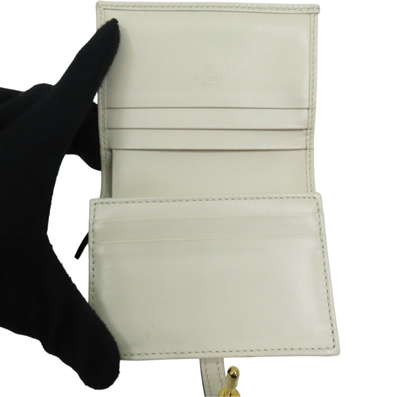 白色牛皮 Jackie 兩折短夾 645586【GUCCI 古馳】 645536-4