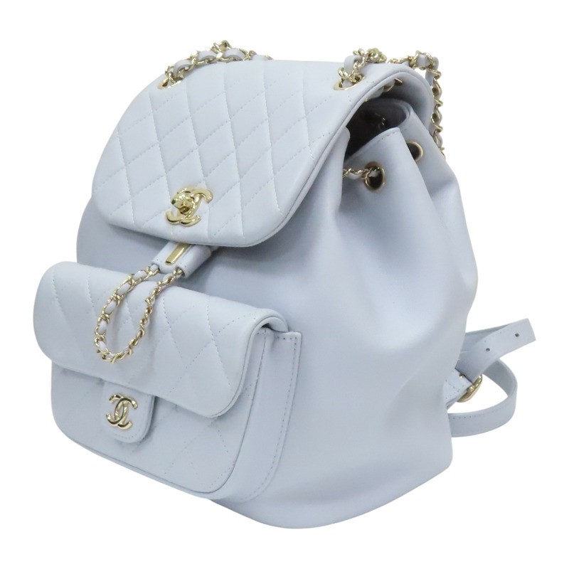淡藍色 菱格紋牛皮 後背包 AS3618【CHANEL 香奈兒】 AS3618-2