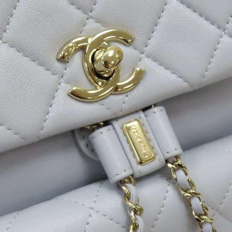 淡藍色 菱格紋牛皮 後背包 AS3618【CHANEL 香奈兒】 AS3618-9