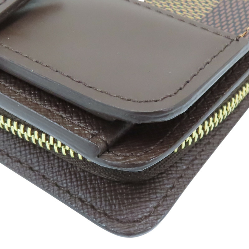 棕色 棋盤格 帆布 金扣 Compact 中夾 N61668【LOUIS VUITTON LV 路易威登】 N61668-14