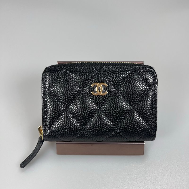 CHANEL CFㄇ拉零錢包荔枝黑 晶片款-0