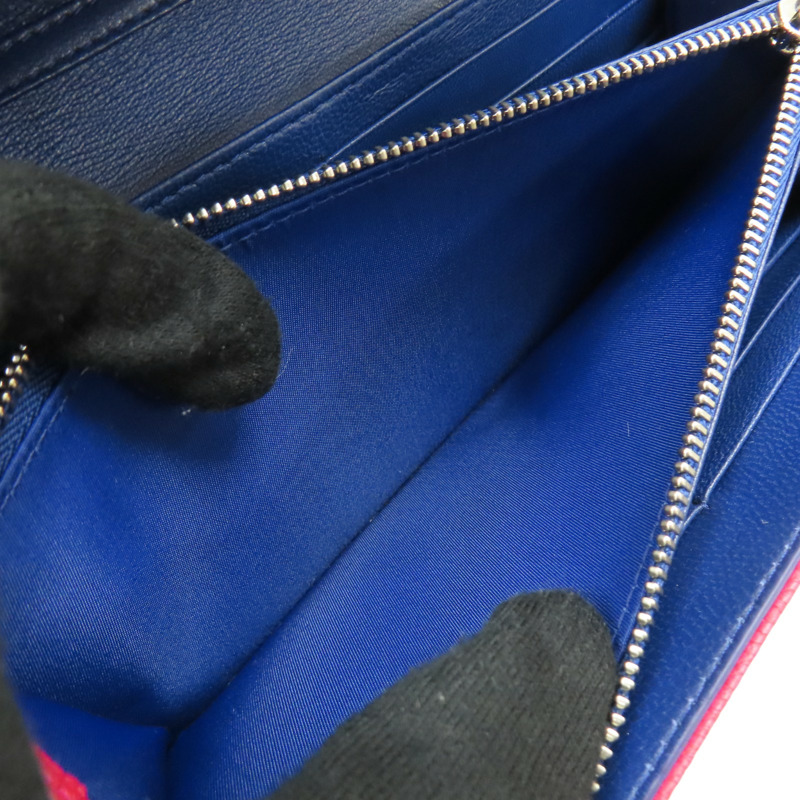 桃紅色 荔枝紋牛皮 鏈帶 PNK 兩折長夾【Dior 迪奧 】-6