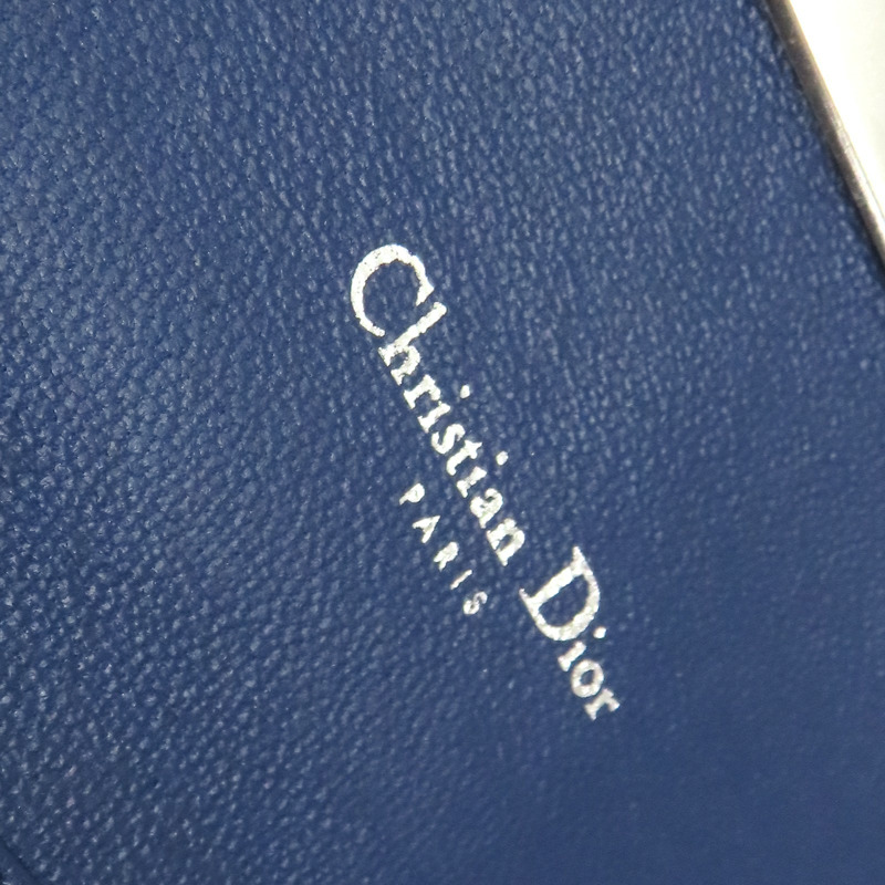 桃紅色 荔枝紋牛皮 鏈帶 PNK 兩折長夾【Dior 迪奧 】-9