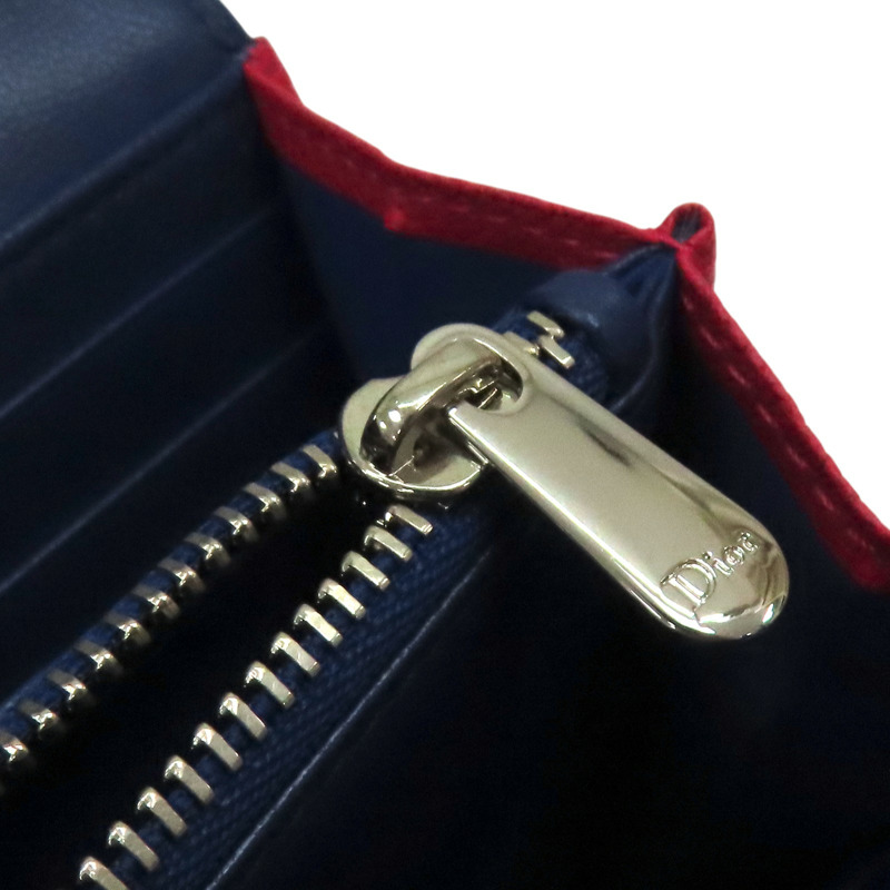 桃紅色 荔枝紋牛皮 鏈帶 PNK 兩折長夾【Dior 迪奧 】-12