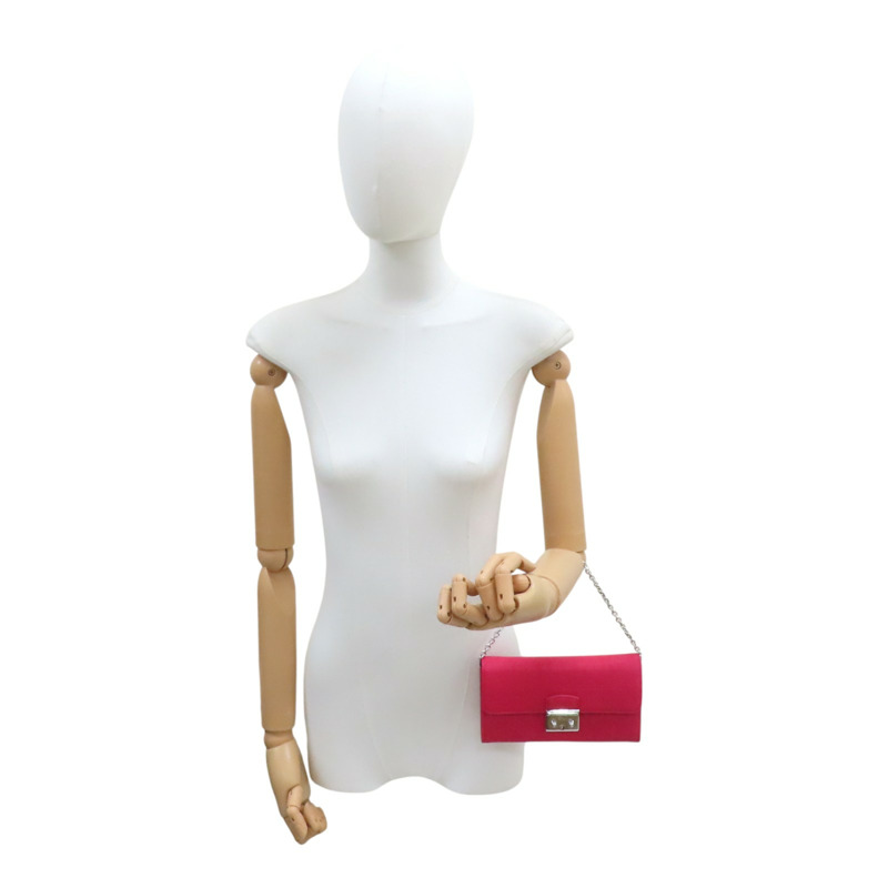 桃紅色 荔枝紋牛皮 鏈帶 PNK 兩折長夾【Dior 迪奧 】-13