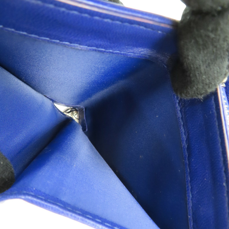 深藍色 牛皮 銀扣 兩折短夾 【Dior 迪奧 】-5