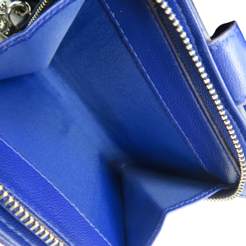 深藍色 牛皮 銀扣 兩折短夾 【Dior 迪奧 】-6