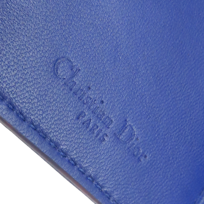 深藍色 牛皮 銀扣 兩折短夾 【Dior 迪奧 】-7