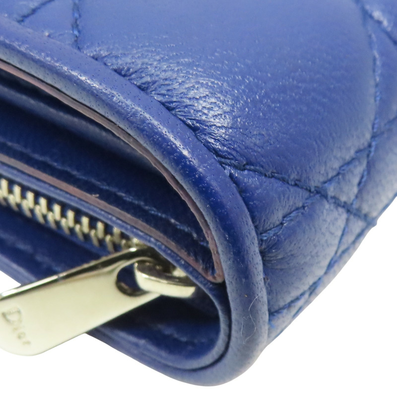 深藍色 牛皮 銀扣 兩折短夾 【Dior 迪奧 】-9