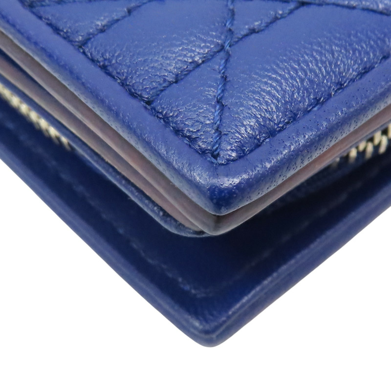 深藍色 牛皮 銀扣 兩折短夾 【Dior 迪奧 】-11