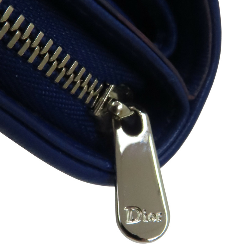 深藍色 牛皮 銀扣 兩折短夾 【Dior 迪奧 】-13