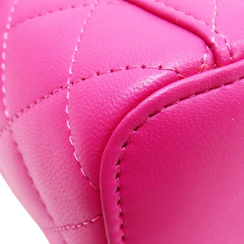 桃紅色 羊皮 珍珠鏈帶 肩背包 金釦【CHANEL 香奈兒】 AP2581-11